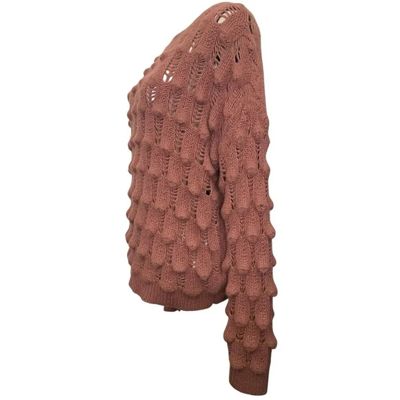 Kye Mi Mauve Pullover Open Knit Boho Sweater Hippie Academia Size Medium - Picture 4 of 7